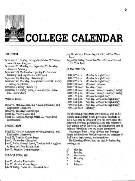 Oxy Academic Calendar